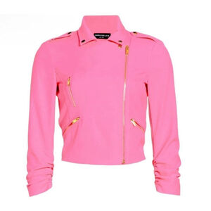 Generation Love Colleen Crepe Moto Jacket Ultra Pink Size M